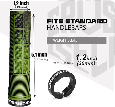 Dual Color MTB Grips - Single Lock-On Bike Handlebar Grips for Mountain Bike, BMX & E-Bike - Non-Slip Shock Absorbing Bicycle Grips for 22.2mm Bars - [12 Colors] in Kuwait