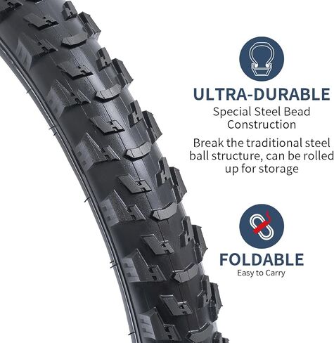 YUNSCM 2-PCS 20" إطارات دراجة 20x1.95/53-406 متوافقة مع إطارات الدراجة الجبلية 20x1.95 (Y-1439) in Kuwait