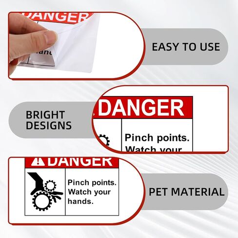 50 Pcs Pinch Points Danger Labels - 5 x 3.5 Inch OSHA Safety Watch Your Hands Vinyl Warning Stickers for Workplace Warehouse, Machine and Equipment in Kuwait