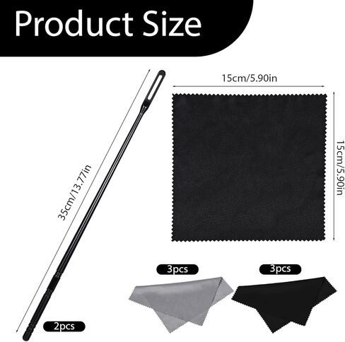 2 PCS Flute Cleaning Rod with 6PCS Cleaning Swabs Kit, Black Flute Cleaning Cloth for Flute Maintenance Tools in Kuwait