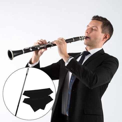 2 PCS Flute Cleaning Rod with 6PCS Cleaning Swabs Kit, Black Flute Cleaning Cloth for Flute Maintenance Tools in Kuwait