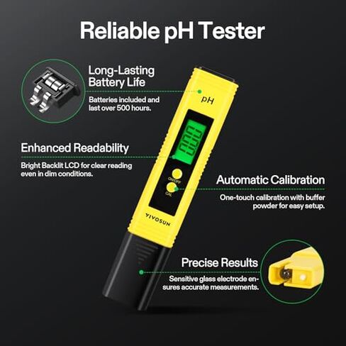 VIVOSUN Digital pH and TDS Meter Kits and 18-Pack pH Meter Buffer Solution Powder, pH 6.86/4.00/9.18, pH Buffer Powder for Precise and Easy pH Tester Calibration in Kuwait