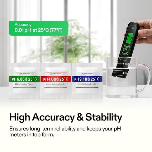 VIVOSUN Digital pH and TDS Meter Kits and 18-Pack pH Meter Buffer Solution Powder, pH 6.86/4.00/9.18, pH Buffer Powder for Precise and Easy pH Tester Calibration in Kuwait