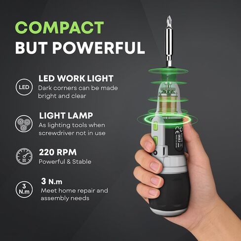 Electric Screwdriver Cordless Power Screwdrivers Set Tool Kit Torque Settings LED Work Light Rechargeable for Furniture Bike Repair Tool in Saudi Arabia