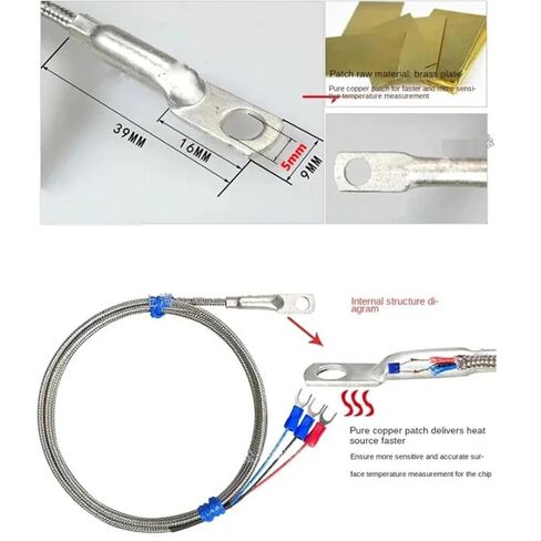 1PC 5mm 6mm Hole Washer PT100 Type Thermocouple Gasket Type Probe 1-10M Cable for Industrial Temperature Sensor -50~420°C | 5mm Cable3M in Saudi Arabia