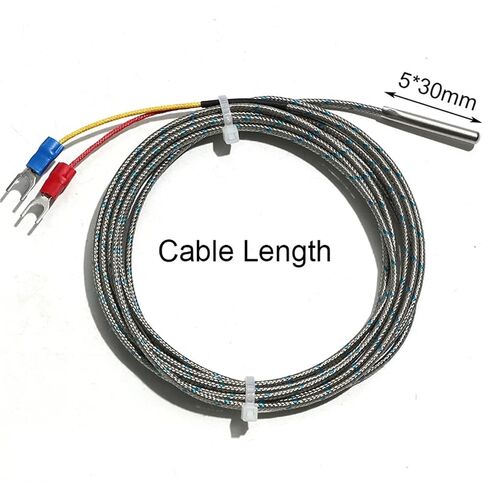 1PC Type K/PT100 Thermocouple Temperature Sensor 1M-5M Cable 5 * 30mm Probe for Measuring Boiler Oven Temperature Controller 400℃ | Probe5x30mm PT100 4m in Saudi Arabia