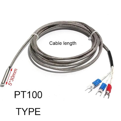 1PC Type K/PT100 Thermocouple Temperature Sensor 1M-5M Cable 5 * 30mm Probe for Measuring Boiler Oven Temperature Controller 400℃ | Probe5x30mm PT100 4m in Saudi Arabia