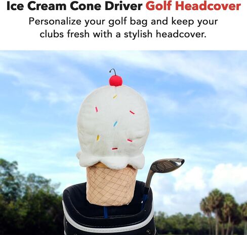 Daphne's Headcovers Ice Cream Cone Driver Headcover | Funny Golf Club Covers | Golf Head Covers for Drivers | Stylish Golf Club Head Covers | Golf Driver Covers | Men’s & Women’s Driver Headcover in Kuwait