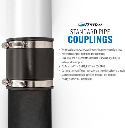 Fernco 1056-44RC وصلات أنابيب PVC محمية من الحديد الزهر أو البلاستيك أو الفولاذ إلى وصلات السباكة من الحديد الزهر أو البلاستيك أو الفولاذ in Kuwait