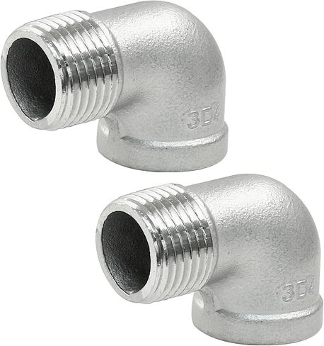 Hordion 2 قطعة 304 الفولاذ المقاوم للصدأ 90 درجة الكوع 1/2 "NPT ذكر x 1/2" NPT | أنثى تركيب الأنابيب المصبوب in Kuwait