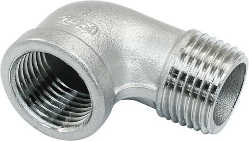 Hordion 2 قطعة 304 الفولاذ المقاوم للصدأ 90 درجة الكوع 1/2 "NPT ذكر x 1/2" NPT | أنثى تركيب الأنابيب المصبوب in Kuwait