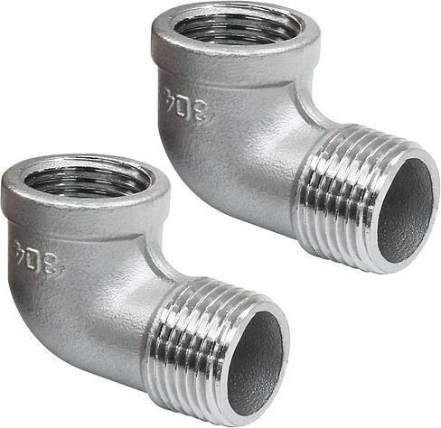 Hordion 2 قطعة 304 الفولاذ المقاوم للصدأ 90 درجة الكوع 1/2 "NPT ذكر x 1/2" NPT | أنثى تركيب الأنابيب المصبوب in Kuwait