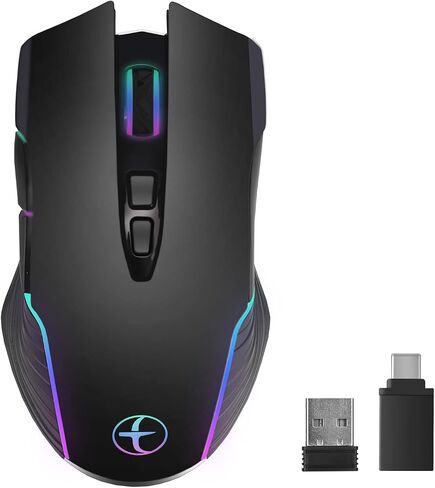 Wireless Gaming Mouse, Tri-Mode 2.4G/Bluetooth/USB-C, 24000 DPI, 12 Programmable Buttons, 500mAh Rechargeable Battery, 7 RGB Lighting Modes, On-Board Memory for Laptop/PC/Mac (Black) in Saudi Arabia