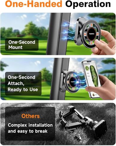 All-Alloy Magnetic Golf Cart Phone Holder, 2026 Upgraded 360° Adjustable Golf Cart Accessories Compatible with MagSafe iPhone 17-12 Fits EZGO Club Car Yamaha, Golf Gifts for Men Him Father in Kuwait