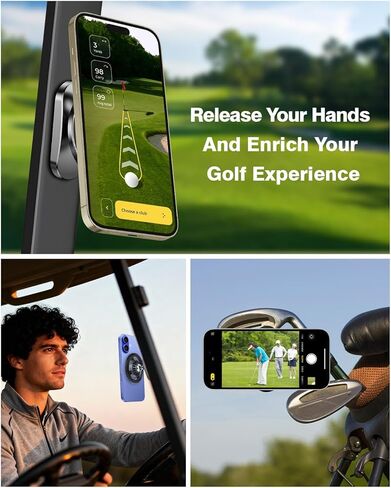All-Alloy Magnetic Golf Cart Phone Holder, 2026 Upgraded 360° Adjustable Golf Cart Accessories Compatible with MagSafe iPhone 17-12 Fits EZGO Club Car Yamaha, Golf Gifts for Men Him Father in Kuwait
