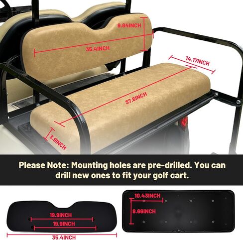 Universal Golf Cart Rear Seat Bottom and Back Replacement Cushion Assembly kit,Golf Cart Back Seats for EZGO TXT RXV ST/Club Car Precedent DS/Yamaha Rear Flip Seat,Tan in Kuwait