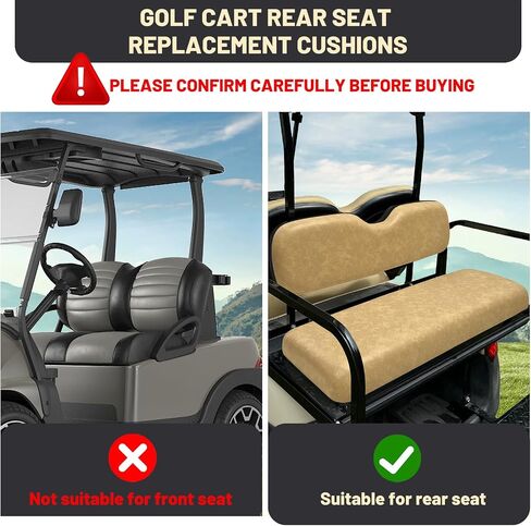 Universal Golf Cart Rear Seat Bottom and Back Replacement Cushion Assembly kit,Golf Cart Back Seats for EZGO TXT RXV ST/Club Car Precedent DS/Yamaha Rear Flip Seat,Tan in Kuwait