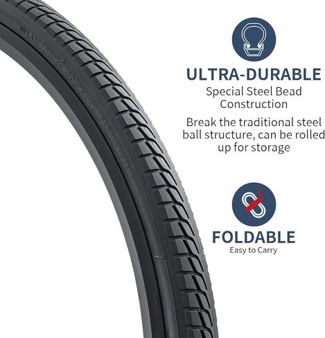 إطارات دراجة الطريق YUNSCM مقاس 24 بوصة مقاس 24X1.75/47-507 متوافقة مع إطارات الدراجات مقاس 24 × 1.75 (Y-828) in Kuwait