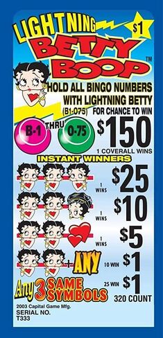 لعبة Lightning Betty بقيمة 150 دولارًا من لعبة Bingo Pull Tab in Kuwait