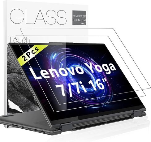 واقي شاشة من الزجاج المقوى 9H لجهاز Lenovo Yoga 7 / 7i 16 بوصة 2 في 1، مضاد للوهج، مضاد لبصمات الأصابع، مقاوم للخدش، متوافق مع موديلات Gen 9 2024 (16IML9/83DL، 16AHP9/83DM) in Kuwait