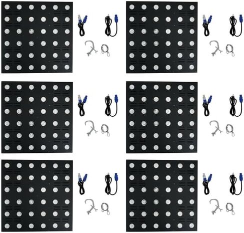 Rockville Stage Matrix 36 RGB 6x6 أضواء LED مصفوفة ثلاثية الألوان، تحكم DMX512 بـ 108 قناة، Powercon داخل/خارج، زاوية شعاع 3 درجات، غسيل ساطع 130 وات لأحداث نوادي مرحلة DJ، 6 قطع in Kuwait