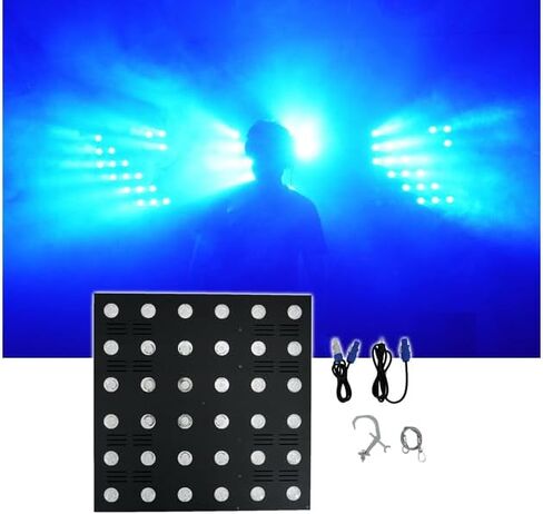 Rockville Stage Matrix 36 RGB 6x6 أضواء LED مصفوفة ثلاثية الألوان، تحكم DMX512 بـ 108 قناة، Powercon داخل/خارج، زاوية شعاع 3 درجات، غسيل ساطع 130 وات لأحداث نوادي مرحلة DJ، 6 قطع in Kuwait
