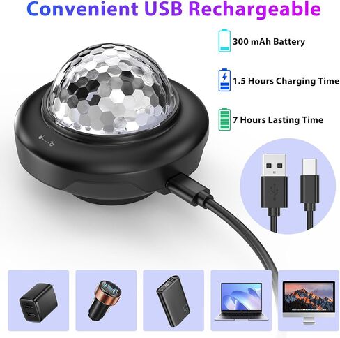 ضوء LED للمسرح على شكل كرة ديسكو، إضاءة للحفلات تعمل بمنفذ USB مع قبة متغيرة اللون، قاعدة سوداء in Kuwait