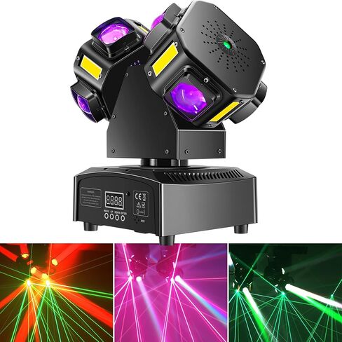 أضواء متحركة برأس مزدوج بدون جهاز تحكم عن بعد، مع تحكم DMX، شعاع RGB مزدوج القنوات وستروب ذهبي، تنشيط الصوت للمسرح، وحفلات الدي جي، وحفلات الزفاف والنوادي in Kuwait