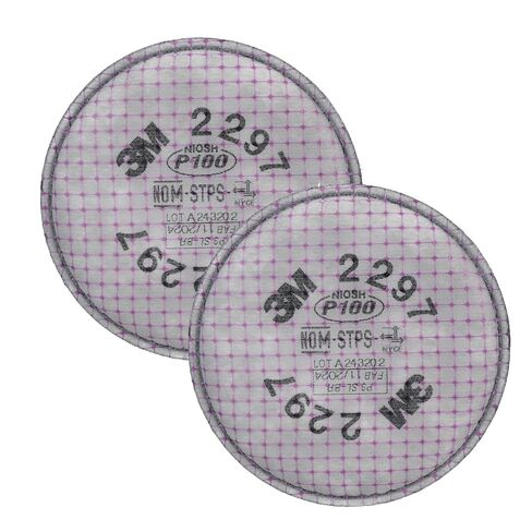3M P100 Advanced Respirator Filter 2297, 1 Pair, Helps Protect Against Oil and Non-Oil Based Particulates, Nuisance Level Organic Vapor Relief, Mining, Shipbuilding, Abatement, Utilities in Kuwait