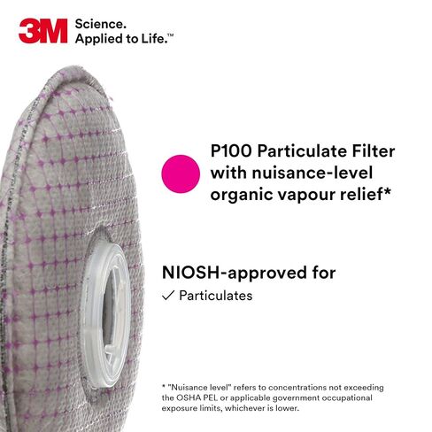 3M P100 Advanced Respirator Filter 2297, 1 Pair, Helps Protect Against Oil and Non-Oil Based Particulates, Nuisance Level Organic Vapor Relief, Mining, Shipbuilding, Abatement, Utilities in Kuwait