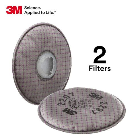 3M P100 Advanced Respirator Filter 2297, 1 Pair, Helps Protect Against Oil and Non-Oil Based Particulates, Nuisance Level Organic Vapor Relief, Mining, Shipbuilding, Abatement, Utilities in Kuwait