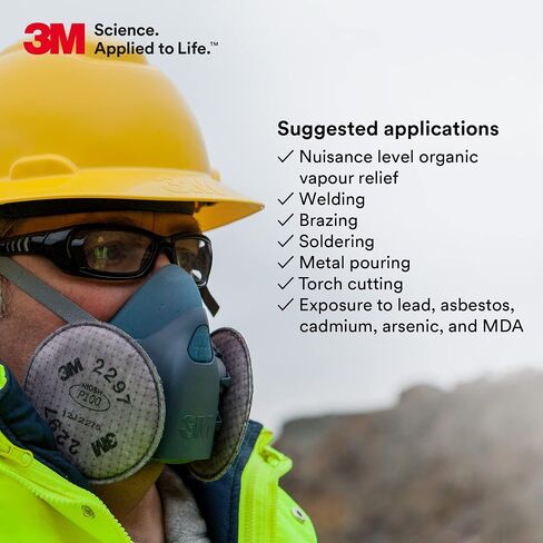 3M P100 Advanced Respirator Filter 2297, 1 Pair, Helps Protect Against Oil and Non-Oil Based Particulates, Nuisance Level Organic Vapor Relief, Mining, Shipbuilding, Abatement, Utilities in Kuwait