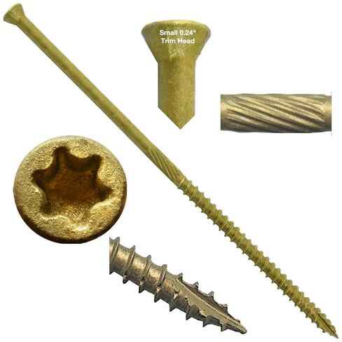 Jake Sales #9 x 5" Bronze Coated Multipurpose Wood Screw Torx/Star Drive Trim Head (1 Pound - 49 Approx. Screw Count) Exterior Coated - ACQ Compatible Wood Screws in Kuwait