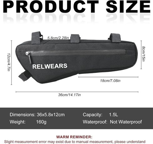 Large Bike Frame Bag 1.5L Bicycle Storage Frame Bags for Phone, Keys,Tools,Wallet,Stable Bicycle Bag for Mountain, Road,Commuter Bike in Kuwait