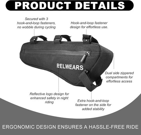 Large Bike Frame Bag 1.5L Bicycle Storage Frame Bags for Phone, Keys,Tools,Wallet,Stable Bicycle Bag for Mountain, Road,Commuter Bike in Kuwait