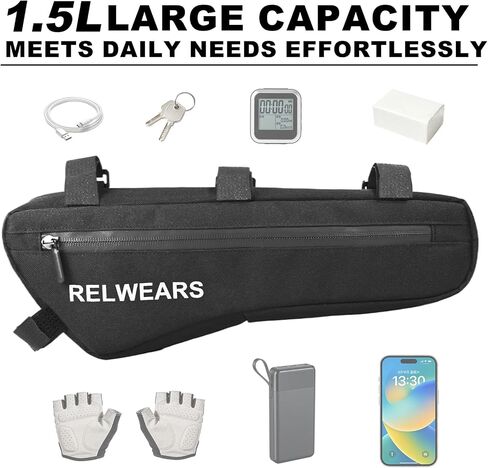Large Bike Frame Bag 1.5L Bicycle Storage Frame Bags for Phone, Keys,Tools,Wallet,Stable Bicycle Bag for Mountain, Road,Commuter Bike in Kuwait