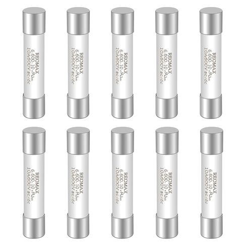NyxVeil HV610 سيراميك 10A متعدد الصمامات | 6.35 × 32 مم 600 فولت تيار متردد/تيار مستمر، جزء بديل لصيانة المتر الرقمي، عبوة من 10 قطع in Kuwait