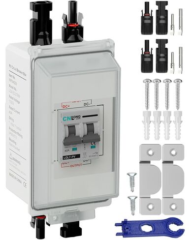 CNLONQ Solar Panel Disconnect Switch 20A 1000V DC PV Circuit Breaker IP66 Waterproof with PV Connector and Install Hook for Outdoor Home Solar Panel Systems, RV, Battery in Kuwait