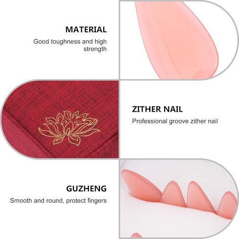 VICASKY Professional Guzheng Playing Crystal Fake Nails كبير الرمان الأحمر إصبع الأظافر اختيار حماة أغطية الأصابع لممارسة Guzheng والأداء in Kuwait