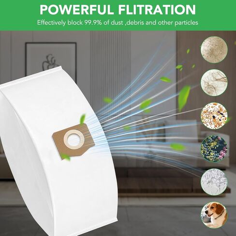 أكياس مكنسة كهربائية AVG0905 متوافقة مع مكنسة كهربائية EGO Power+ 9 جالون للرطب والجاف WDV0900 - كيس غبار بديل (12 عبوة) in Kuwait