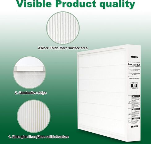 GAPCCCAR2025 Replacement filters, compatible with Bryant GAPBBCAR2025/Carrier GAPCCCAR2025, 20"x25"x3.5" MERV 15 Furnace Filterair-2 Pack in Kuwait