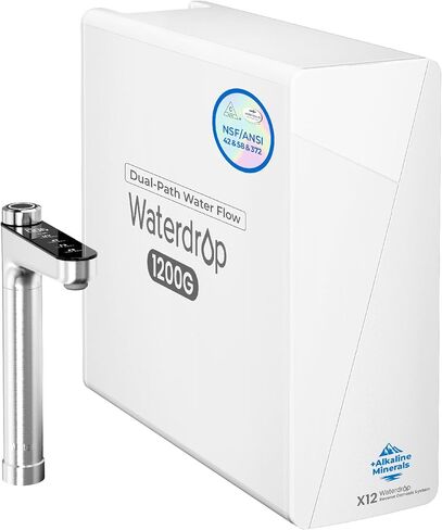 Waterdrop X12-PRO Dual Flow Reverse Osmosis Water Filter, Alkaline Mineral, 1200 GPD Tankless RO System, 11-Stage RO Water Filter, Smart Faucet, BPA Free, Attaches to Your Existing Kitchen Faucet in Kuwait