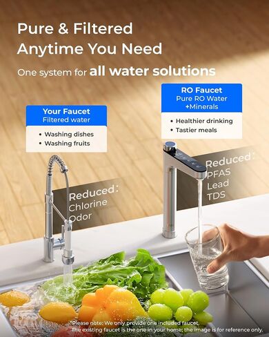 Waterdrop X12-PRO Dual Flow Reverse Osmosis Water Filter, Alkaline Mineral, 1200 GPD Tankless RO System, 11-Stage RO Water Filter, Smart Faucet, BPA Free, Attaches to Your Existing Kitchen Faucet in Kuwait