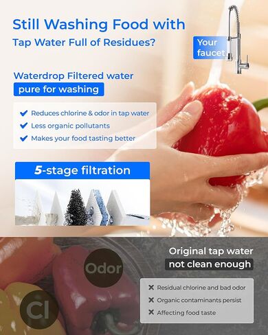 Waterdrop X12-PRO Dual Flow Reverse Osmosis Water Filter, Alkaline Mineral, 1200 GPD Tankless RO System, 11-Stage RO Water Filter, Smart Faucet, BPA Free, Attaches to Your Existing Kitchen Faucet in Kuwait