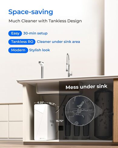 Waterdrop X12-PRO Dual Flow Reverse Osmosis Water Filter, Alkaline Mineral, 1200 GPD Tankless RO System, 11-Stage RO Water Filter, Smart Faucet, BPA Free, Attaches to Your Existing Kitchen Faucet in Kuwait