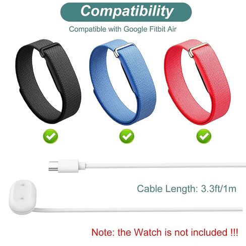 شاحن Kissmart لتعقب الأنشطة بدون شاشة Google Fitbit Air (أبيض) | كابل شحن USB-C مغناطيسي بديل مع سلك بطول 3.3 قدم/1 متر لـ Fitbit Air in Kuwait