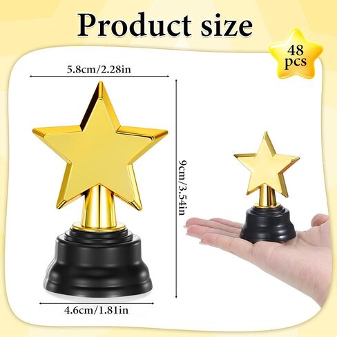 48 Pack Mini Star Trophy Awards Bulk, Gold Trophies Awards, Plastic Trophy for Party Favors, Winner Competitions Rewards, Game Prize for Sports Events, Party Decorations(3.5 Inch) in Kuwait