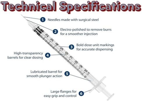 1ml Luer Lock Tip Disposable Syringe with Needle Gauge Size 30G 13MM (0.5 inch), Individually Sealed, Hygienic and Blister Wrapped - (Pack of 30) in Kuwait