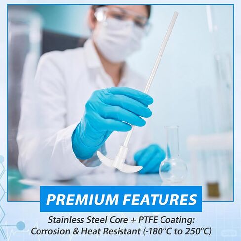 Mifoci 2 Pcs PTFE Electric Stirring Rod Set, 300x80mm Overhead Stirrer Shaft with Foldable Paddle Impeller, Chemical Resistant Mixer Shaft for Lab Mixing, Agitator Mixer Accessory in Kuwait