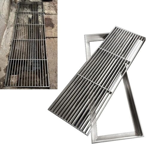 Heavy-Duty Stainless Steel Floor Drain Grate - Low Profile Channel Drain Cover for Driveway & Trench Drain Kit, 100x20x3cm (39.4"x7.9"x1.1") in Kuwait